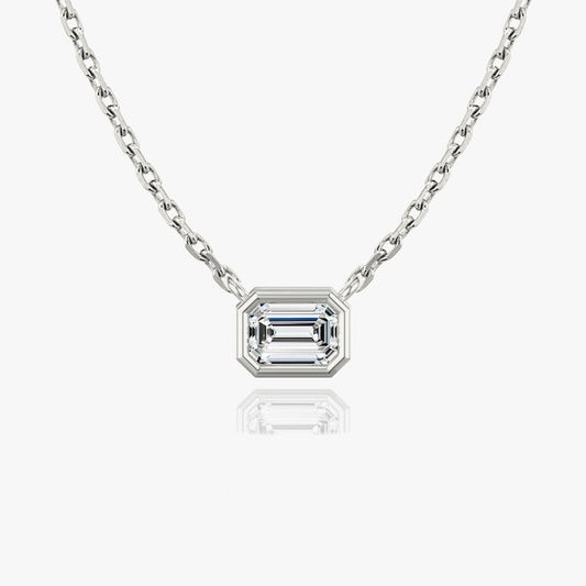 Bezel Set Emerald Solitaire Necklace