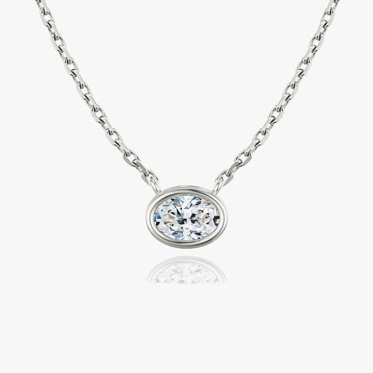 Bezel Set Oval Solitaire Necklace