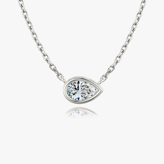 Bezel Set Pear Solitaire Necklace