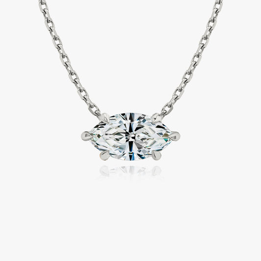 6-Prong East-to-West Marquise Floating Solitaire Necklace