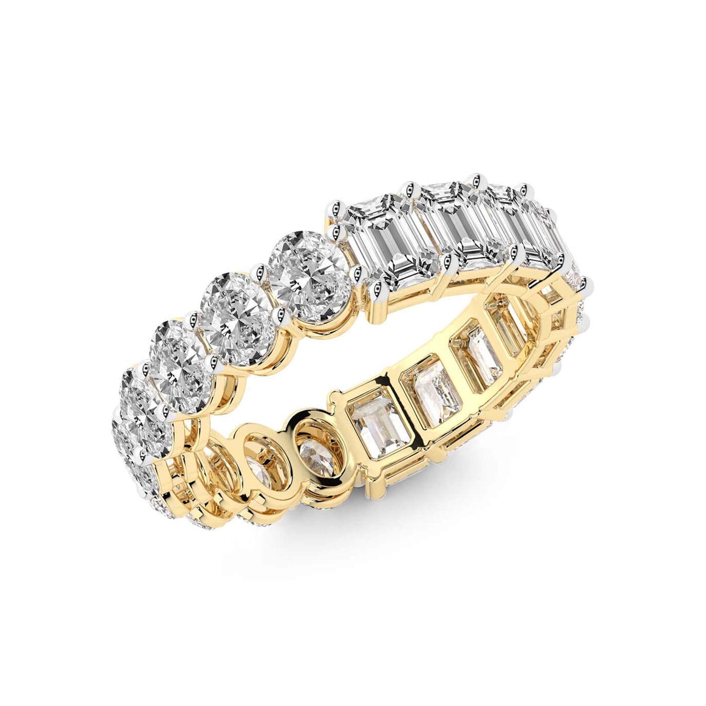 Emerald & Oval Diamond Eternity Band