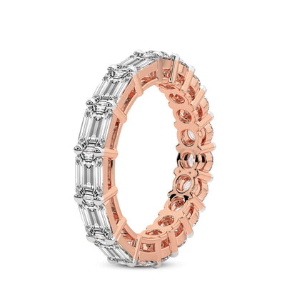 East-to-West Emerald & Round Diamond Eternity Band