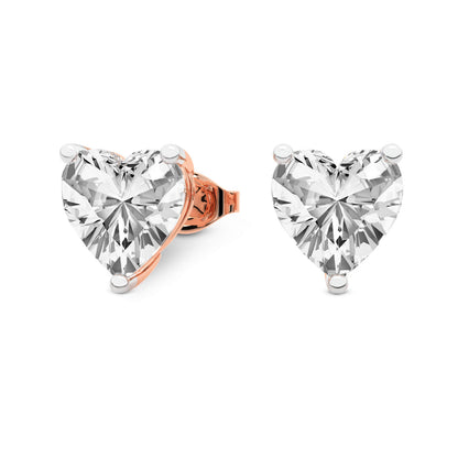 3-Prong Heart Stud Earrings