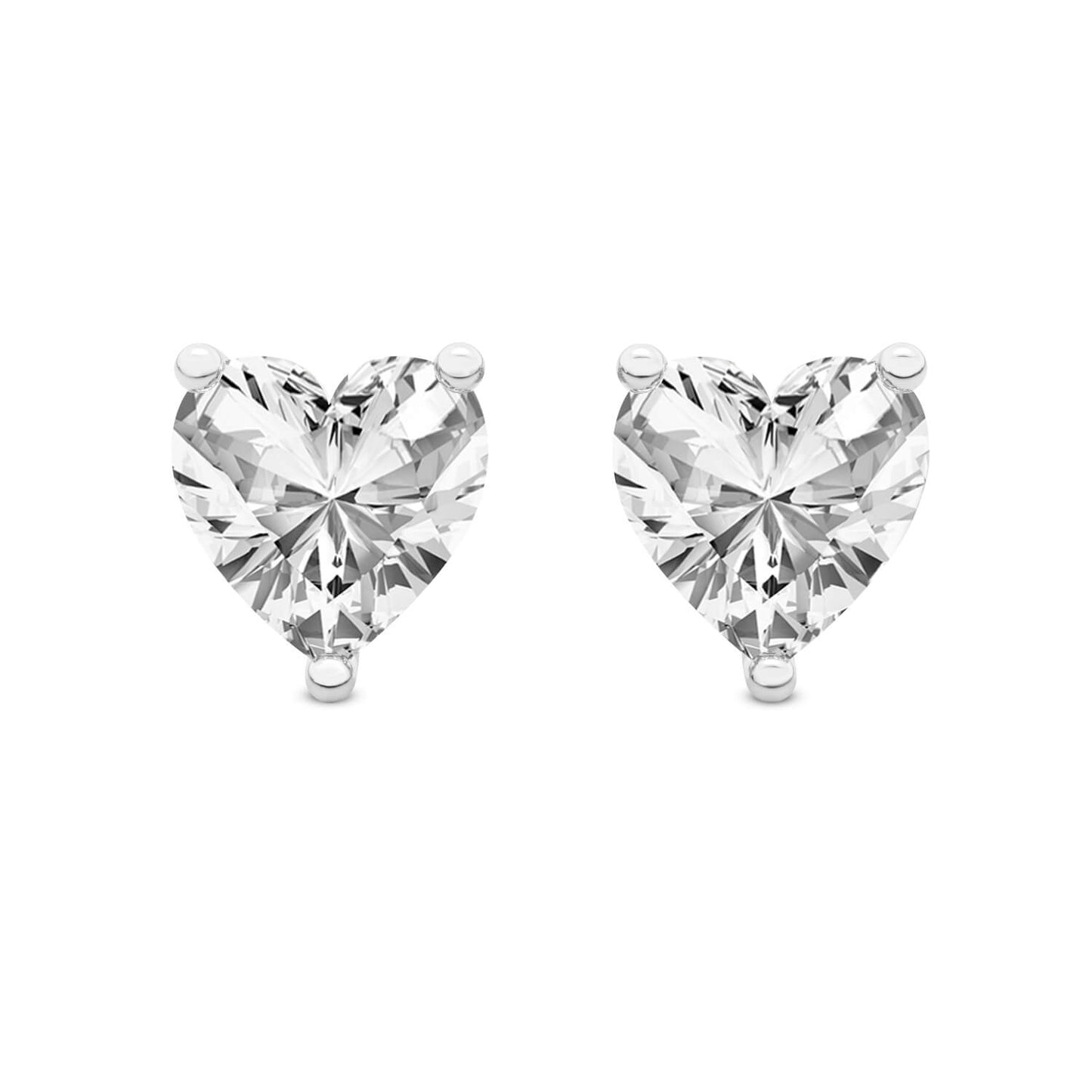 3-Prong Heart Stud Earrings