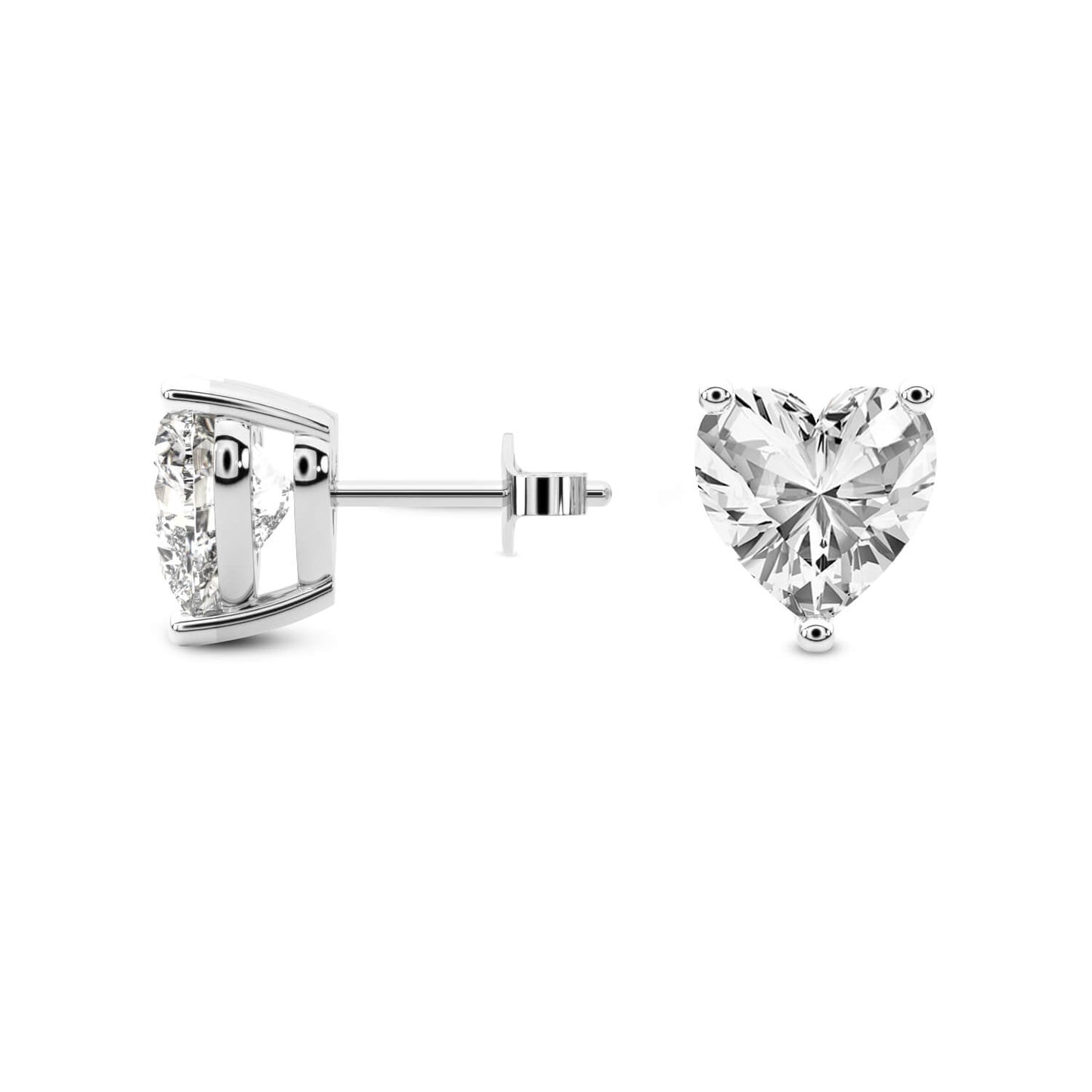 3-Prong Heart Stud Earrings