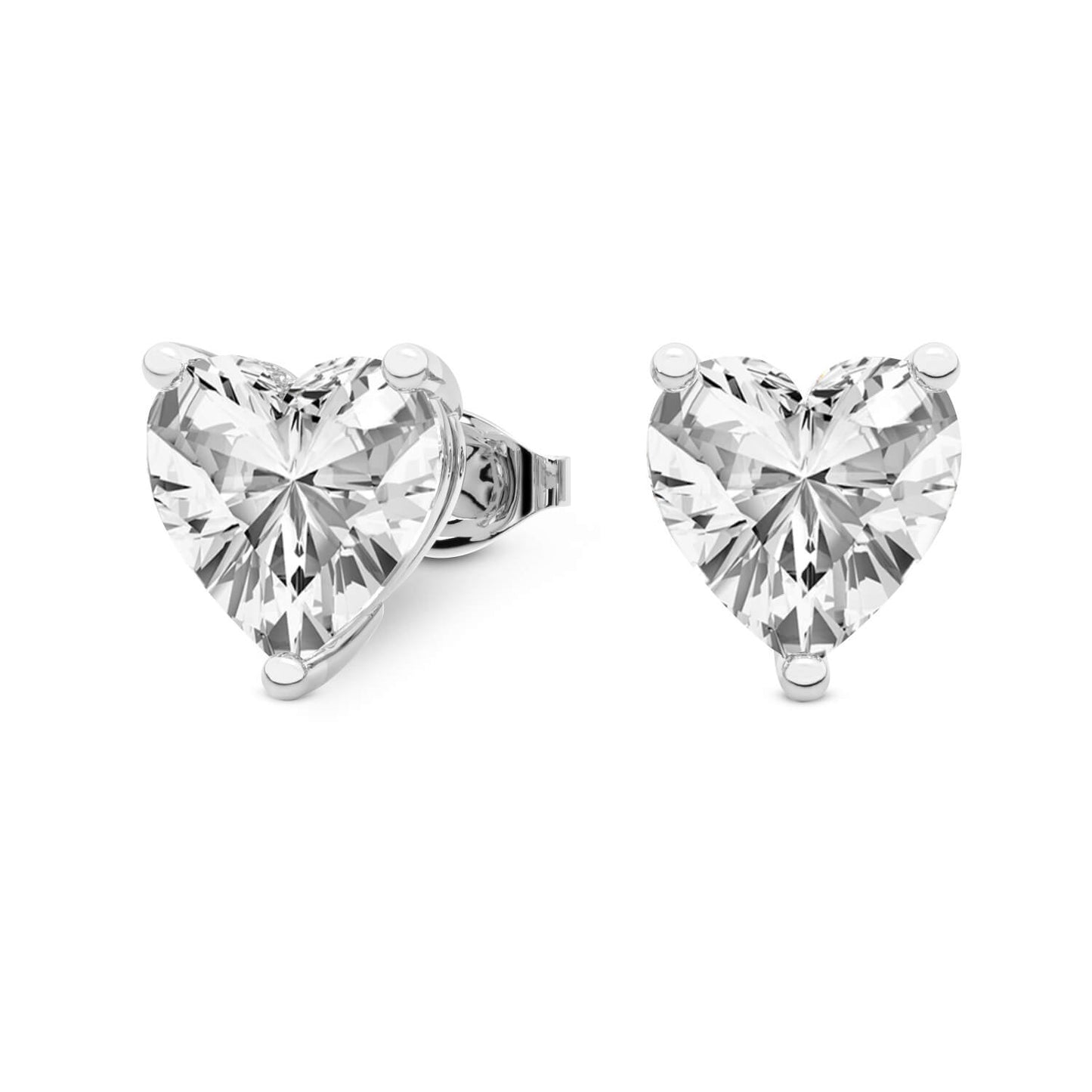 3-Prong Heart Stud Earrings
