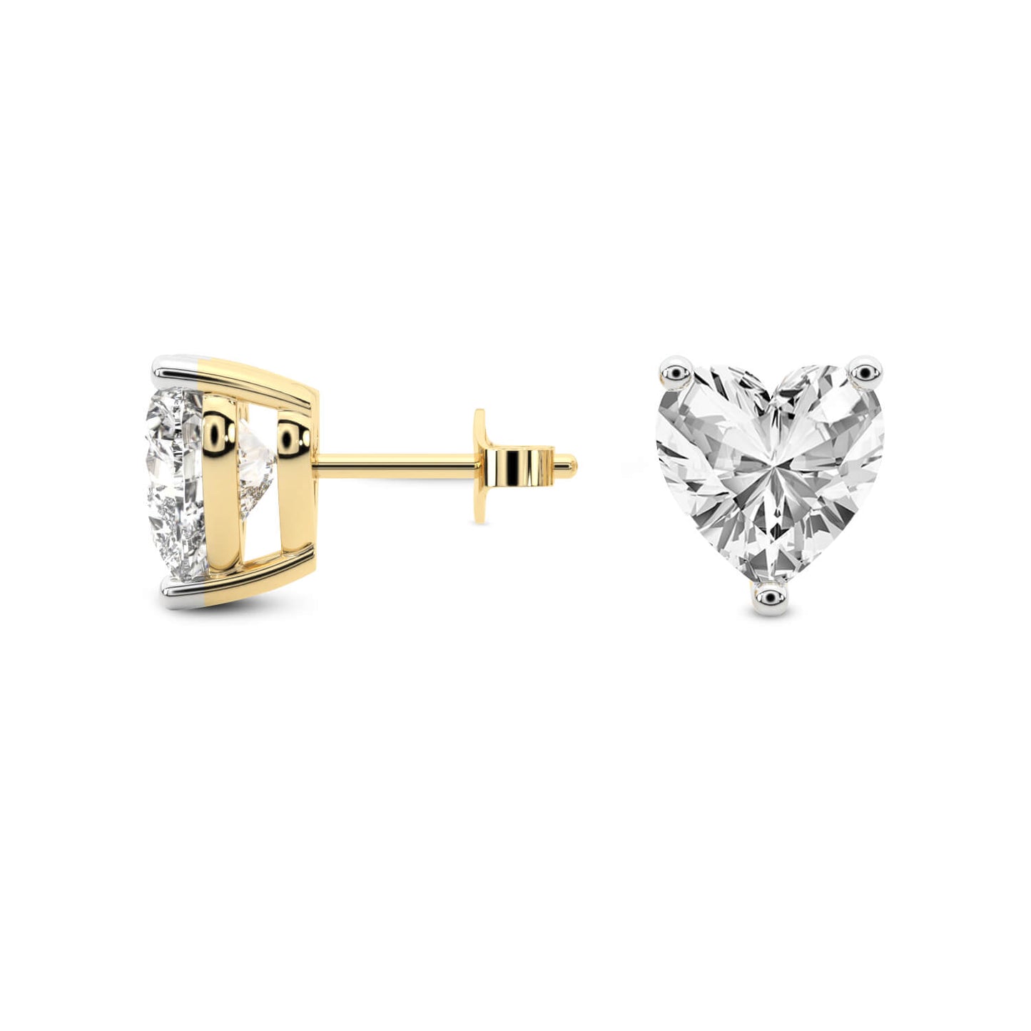 3-Prong Heart Stud Earrings