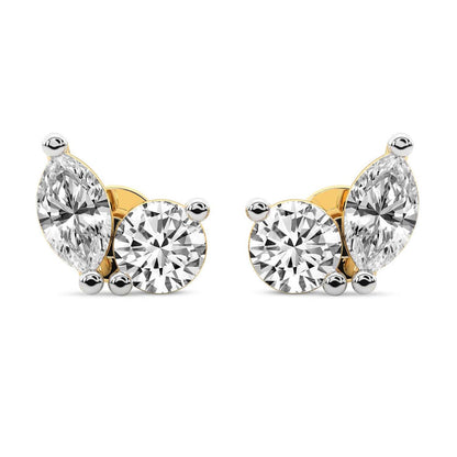 Round&Marquise Studs Earrings
