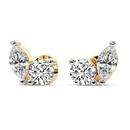 Round&Marquise Studs Earrings
