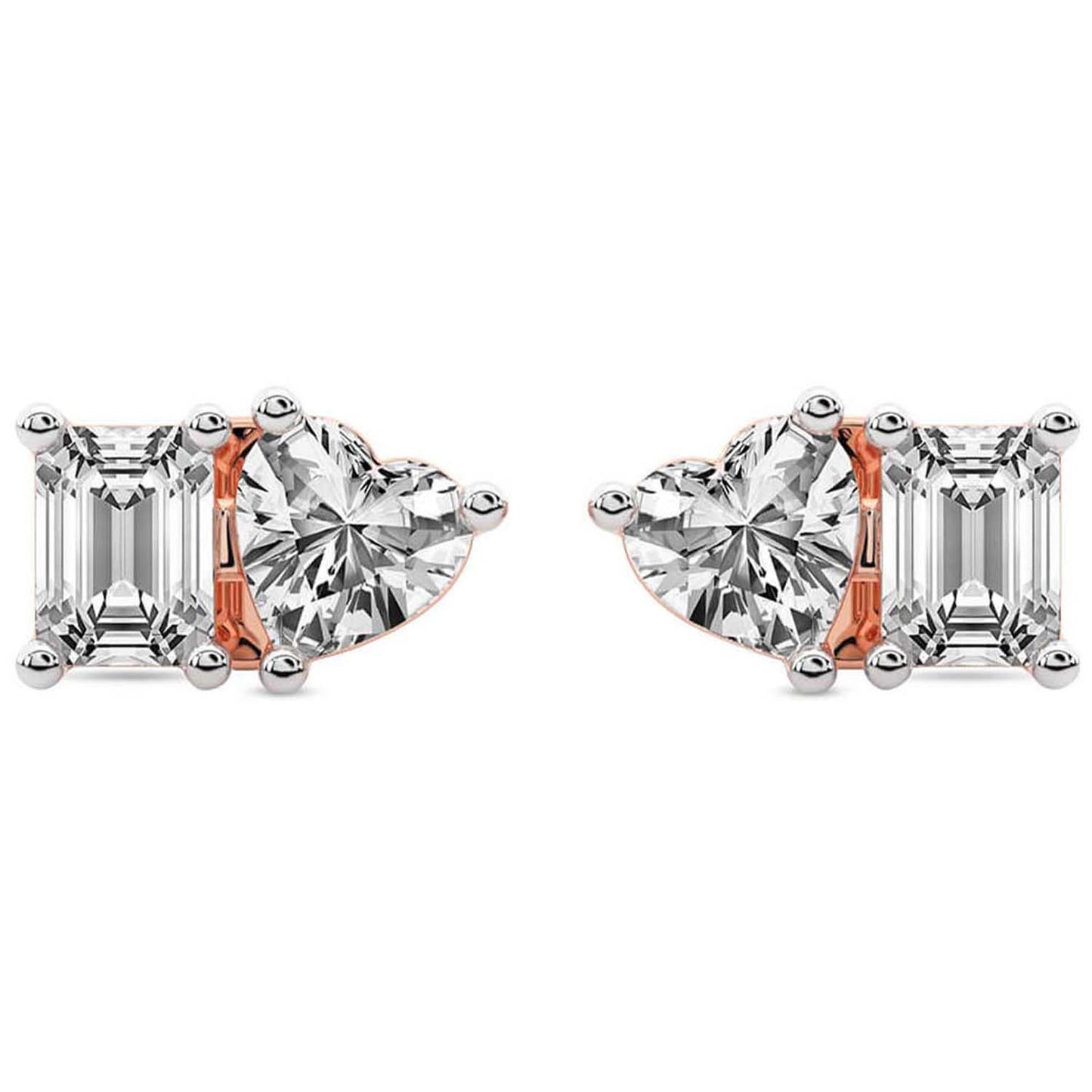 Heart&Emerald Studs Earrings