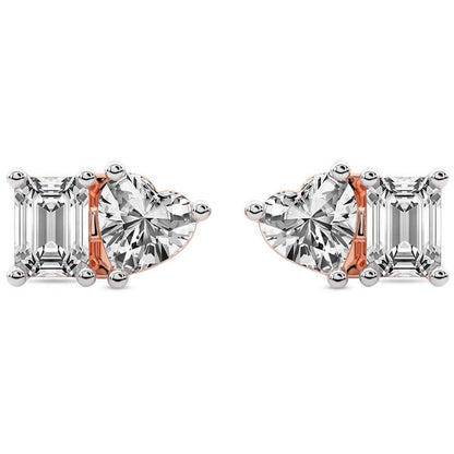 Heart&Emerald Studs Earrings