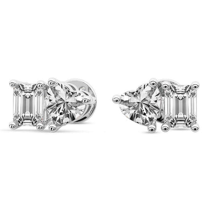 Heart&Emerald Studs Earrings