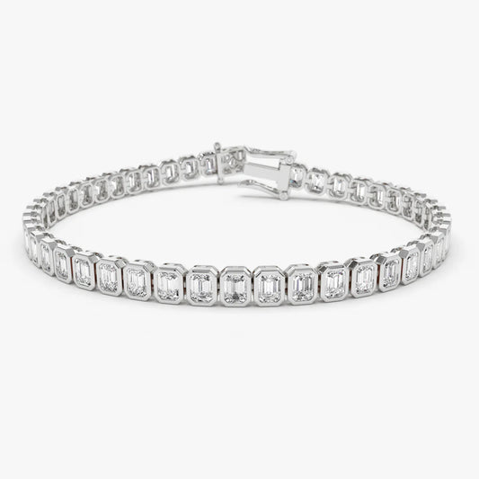 Emerald Cut Bezel Tennis Bracelet