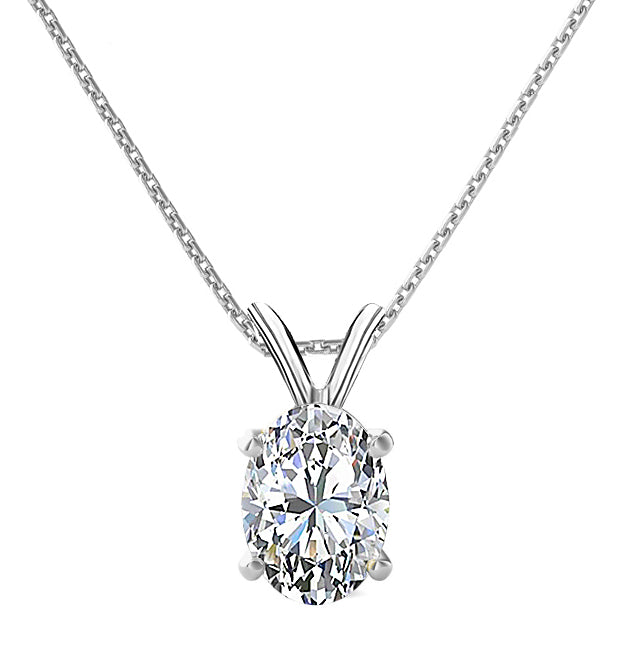 4-Prong Oval Solitaire Necklace