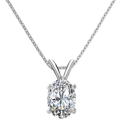 4-Prong Oval Solitaire Necklace