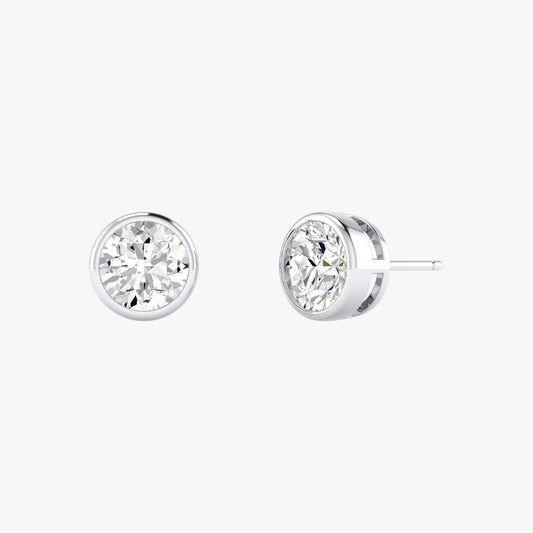 Round Bezel Set Studs Earrings