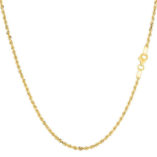 10K Gold 1.25mm Thick Diamond-Cut Rope Chain with Spring Ring Clasp