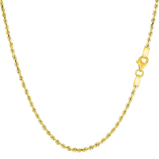 10K Yellow or White Gold 1.5mm Thick Diamond-Cut Rope Chain with Lobster-Claw Clasp