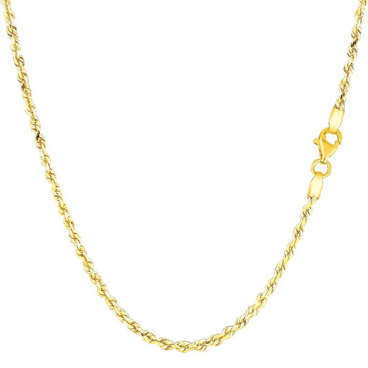 10K Yellow Gold 2.00mm Thick Diamond-Cut Rope Chain with Lobster-Claw Clasp