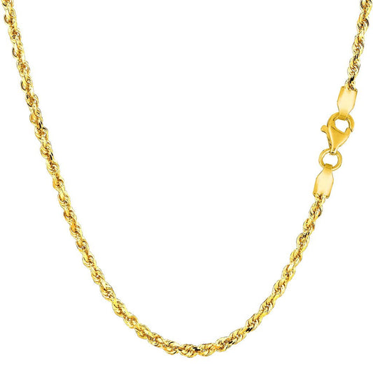 10K Yellow Gold 2.25mm Thick Diamond-Cut Rope Chain with Lobster-Claw Clasp
