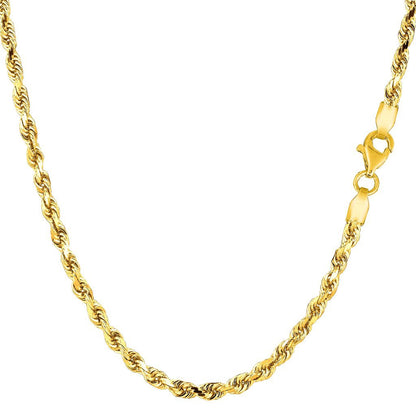 10K Yellow Gold 2.75mm Thick Diamond-Cut Rope Chain and Bracelet with Lobster-Claw Clasp