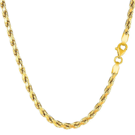 10K Yellow Gold 3.5mm Thick Diamond-Cut Rope Chain and Bracelet with Lobster-Claw Clasp