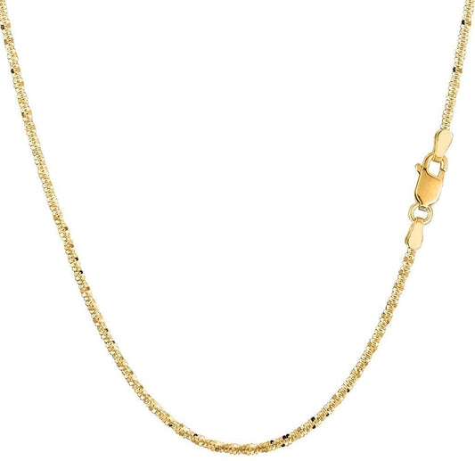10K Yellow Gold 1.5mm Diamond-Cut Sparkle Chain Or Bracelet with Lobster-Claw Clasp