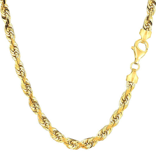 10K Yellow Gold 5mm Thick Diamond-Cut Rope Chain and Bracelet with Lobster-Claw Clasp
