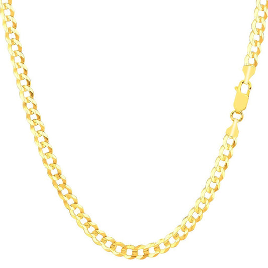 10K Yellow Gold 3.6mm Cuban Comfort Curb Chain or Bracelet with Lobster-Claw Clasp