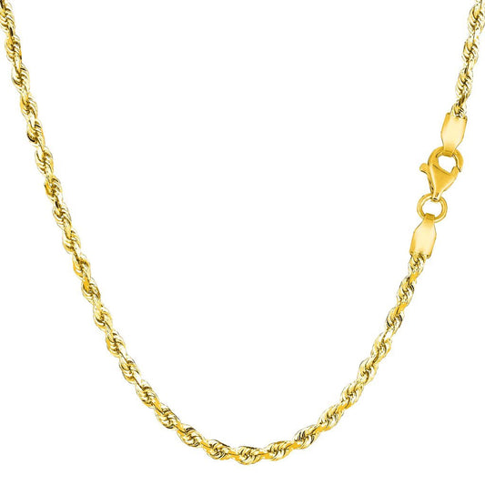 10K Gold 2.00mm Hollow Rope Chain with Lobster-Claw Clasp