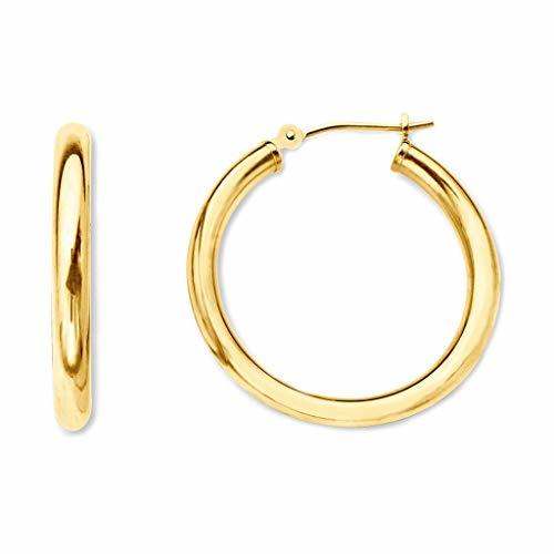 10k REAL Yellow Gold 2.0MM Thickness Classic Polished Round Tube Hoop Earrings with Snap Post Closure