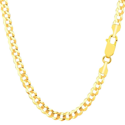 10K Yellow Gold 4.7mm Cuban Comfort Curb Chain Or Bracelet with Lobster-Claw Clasp