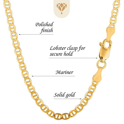 Unisex 10K Yellow Gold 5.5mm Mariner-Link Chain or Bracelet with Lobster-Claw Clasp