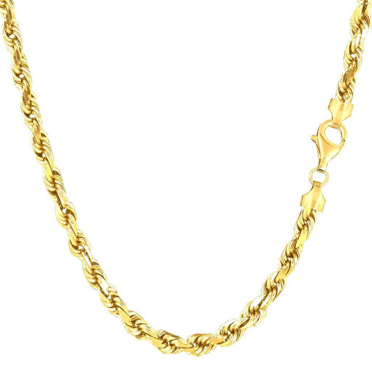 10K Yellow Gold 4mm Hollow Rope Chain with Lobster-Claw Clasp