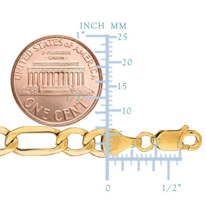 10K Yellow Gold 6.5mm Diamond-Cut Alternate Classic Hollow Figaro Chain with Lobster-Claw Clasp