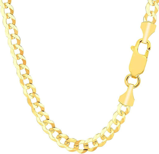 Mens 10K Yellow Gold 5.7mm Cuban Comfort Curb Chain Or Bracelet with Lobster-Claw Clasp
