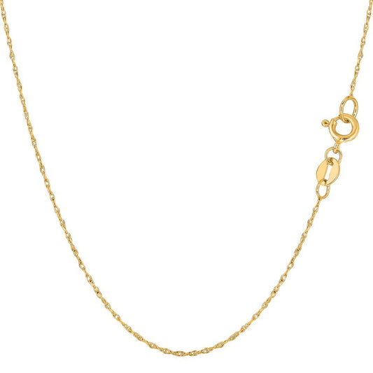 14k Yellow Or White Or Rose Gold .50MM Classic Solid Rope Chain with Spring-Ring Clasp
