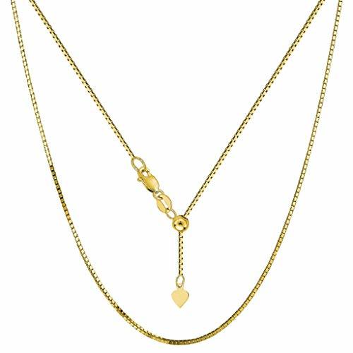 14k Solid Yellow Or White Or Rose Gold 0.85MM Adjustable Box Chain ( Adjustable 22", 30")