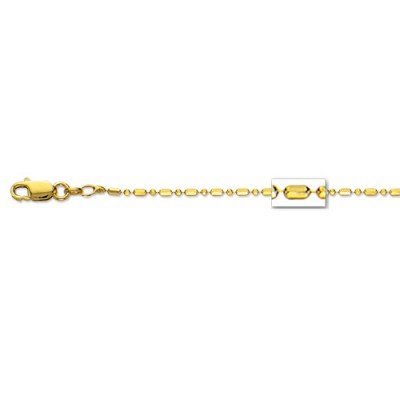 14K Yellow Or White Gold 1.5mm Diamond Cut Bar & Bead Chain with Lobster-Claw Clasp