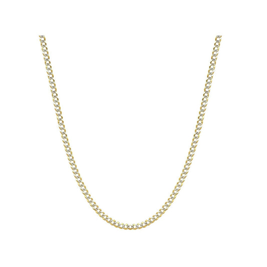 14K Gold 2.6mm White Pave Curb Chain