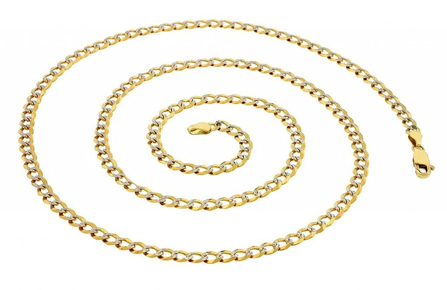 14K Gold 3.2mm White Pave Curb Chain