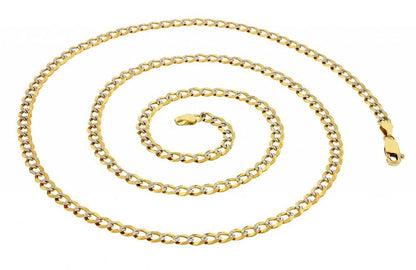 14K Gold 3.2mm White Pave Curb Chain