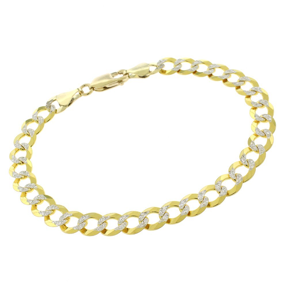 14K Gold 3.2mm White Pave Curb Chain