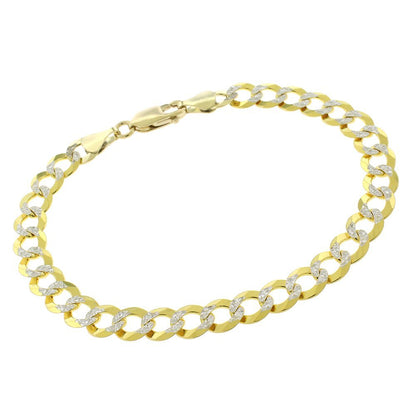 14K Gold 3.2mm White Pave Curb Chain