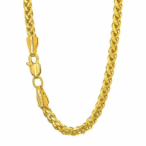 14K Yellow Gold 3.1mm Diamond-Cut Classic Semi-Solid Franco Chain with Lobster-Claw Clasp