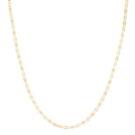 14k Solid Gold 4.1mm TricolOr Valentino Chain with Lobster Claw Closure