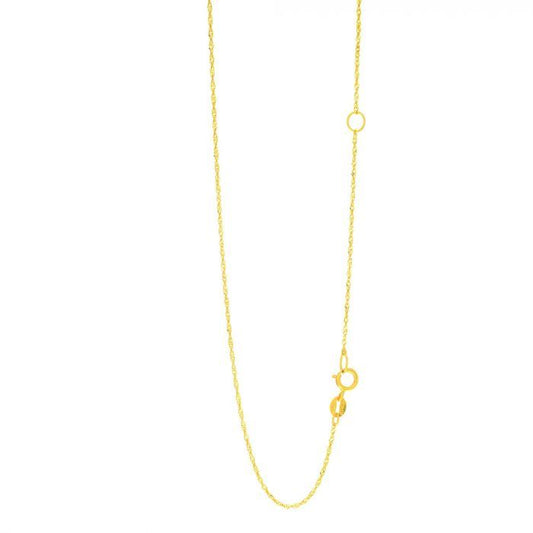 14k Solid Yellow Gold 1.1mm Extendable SingapOre Chain with Spring Ring Closure (Jump Ring at 16 inch)
