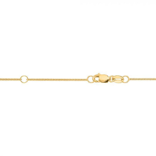 14k Solid Yellow Gold 0.85mm Extendable Gourmette Chain with Lobster Claw Closure (Jump Ring at 16 inch)