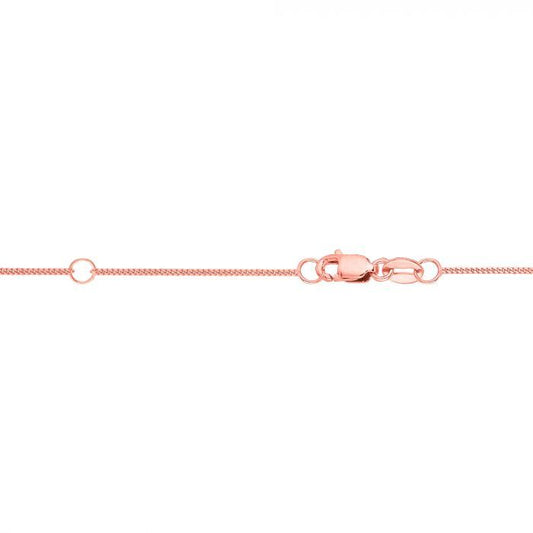 14k Solid Rose Gold 0.85mm Extendable Gourmette Chain with Lobster Claw Closure (Jump Ring at 16 inch)