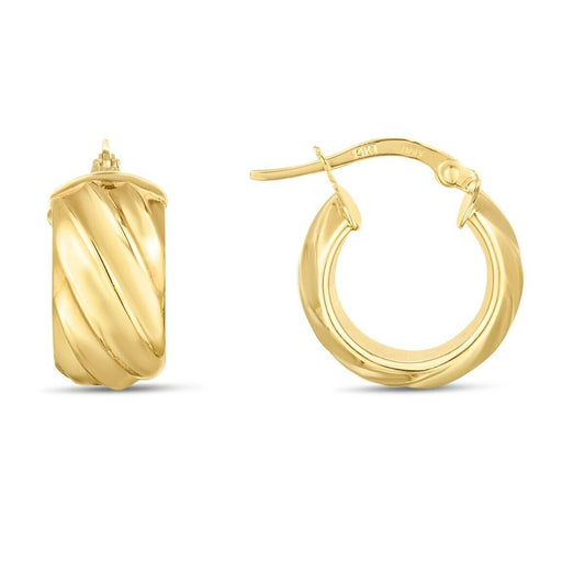 14kt Gold Yellow Finish Polished Hoop Earring with Hinged Clasp